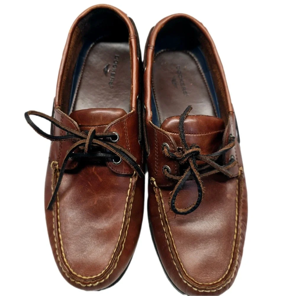 Dockers Castaway Boat Shoes Mens Size 10M Leather Loafers Raisin Classic Slip On